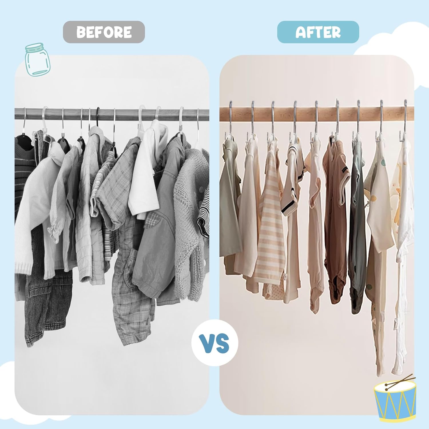 50 Pack Baby Hangers for Nursery Closet