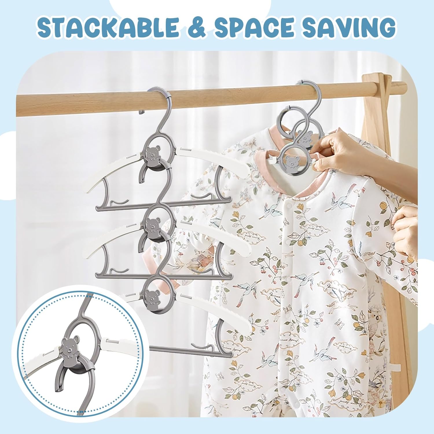 50 Pack Baby Hangers for Nursery Closet