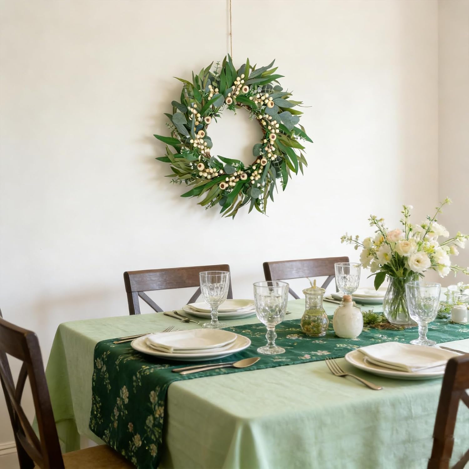 24 Inch Spring Eucalyptus Olive Leaves Wreath for Front Door