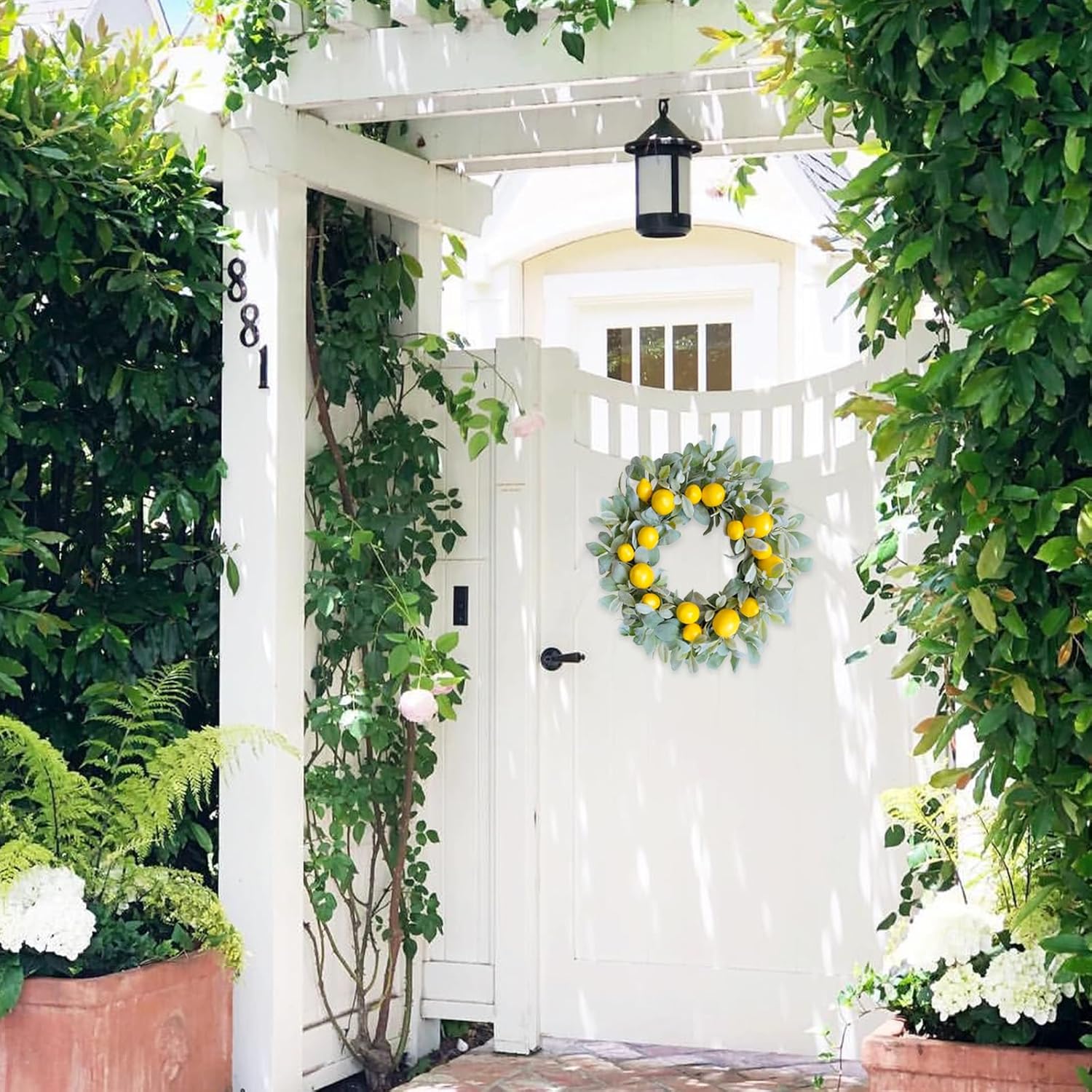18 Inch Yellow Lemon Spring Summer Wreath for Front Door