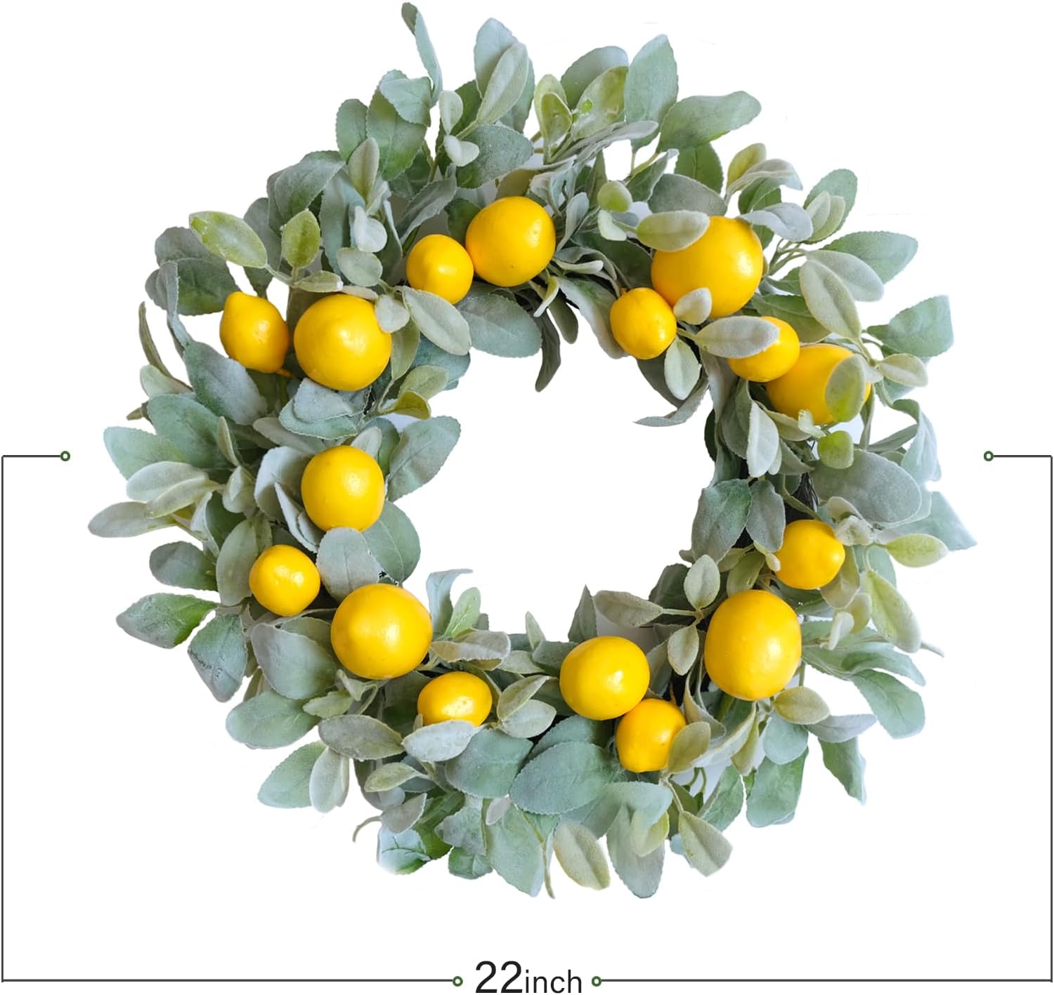 18 Inch Yellow Lemon Spring Summer Wreath for Front Door