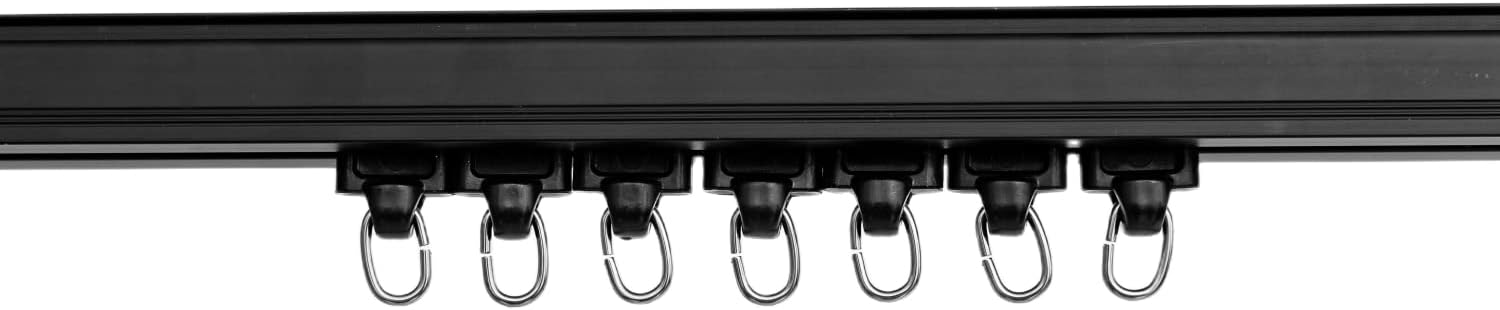Curtain Tracks Ceiling Wall Mounted Heavy-Duty Curtains Rails Room Divider Curtain Track for Living Room Bedroom Room Shower Divider Pulley Black