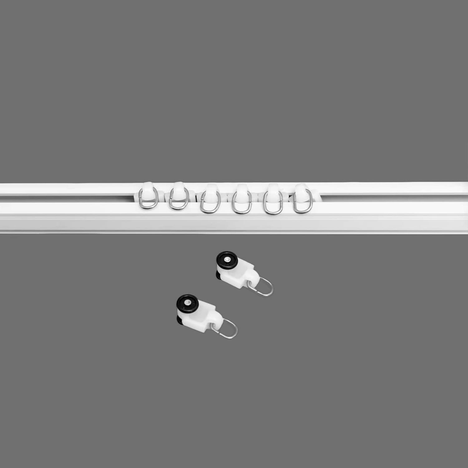 Curtain Tracks Ceiling Wall Mounted Heavy-Duty Curtains Rails Room Divider Curtain Track for Living Room Bedroom Room Shower Divider Pulley White