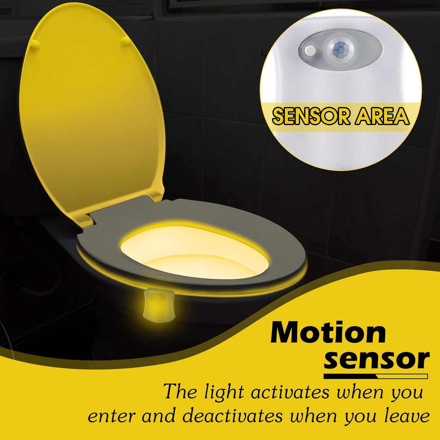 6 Pieces Toilet Night Light Motion Activated Sensor Lamp 16 Colors Changing LED Inside Toilet Bowl