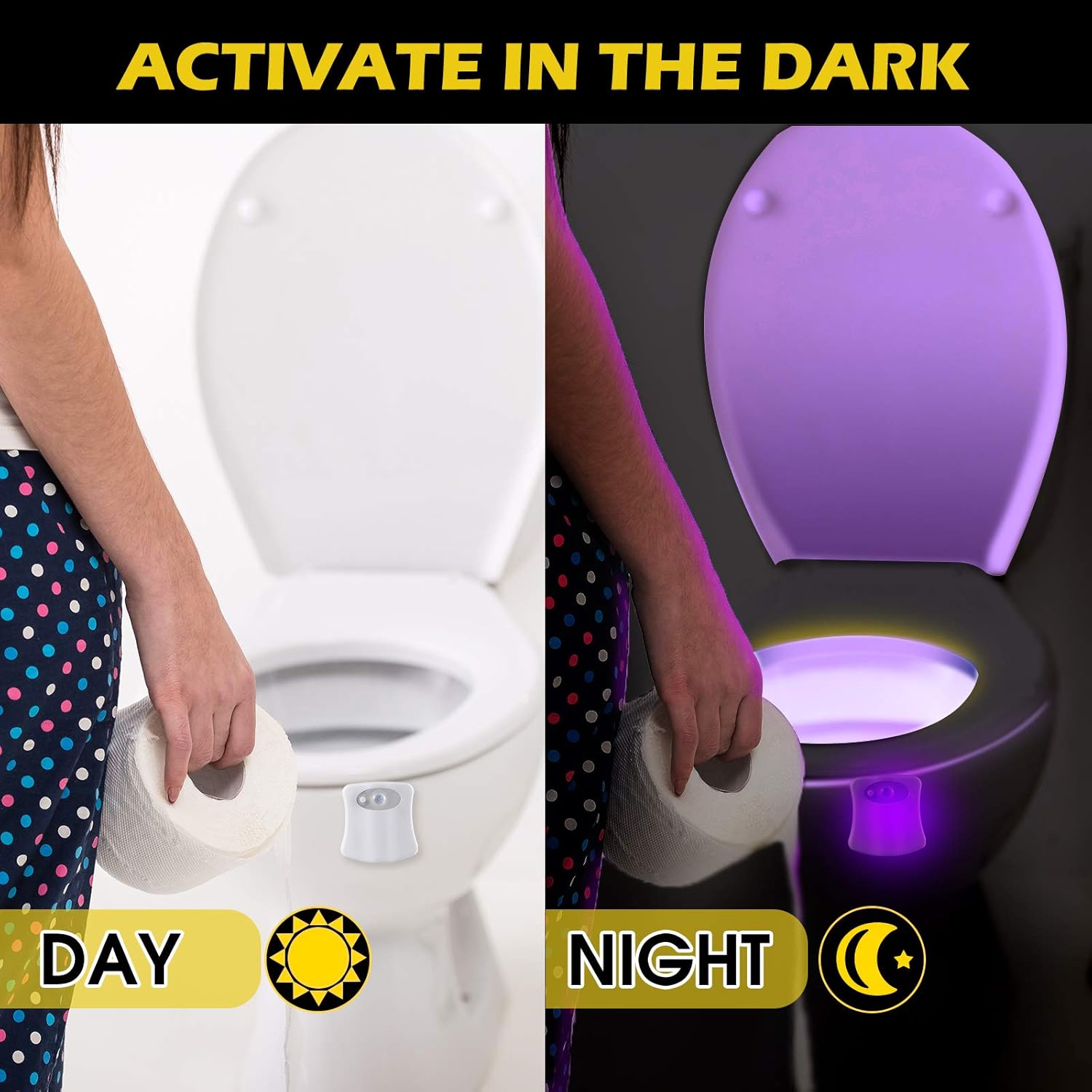 6 Pieces Toilet Night Light Motion Activated Sensor Lamp 16 Colors Changing LED Inside Toilet Bowl
