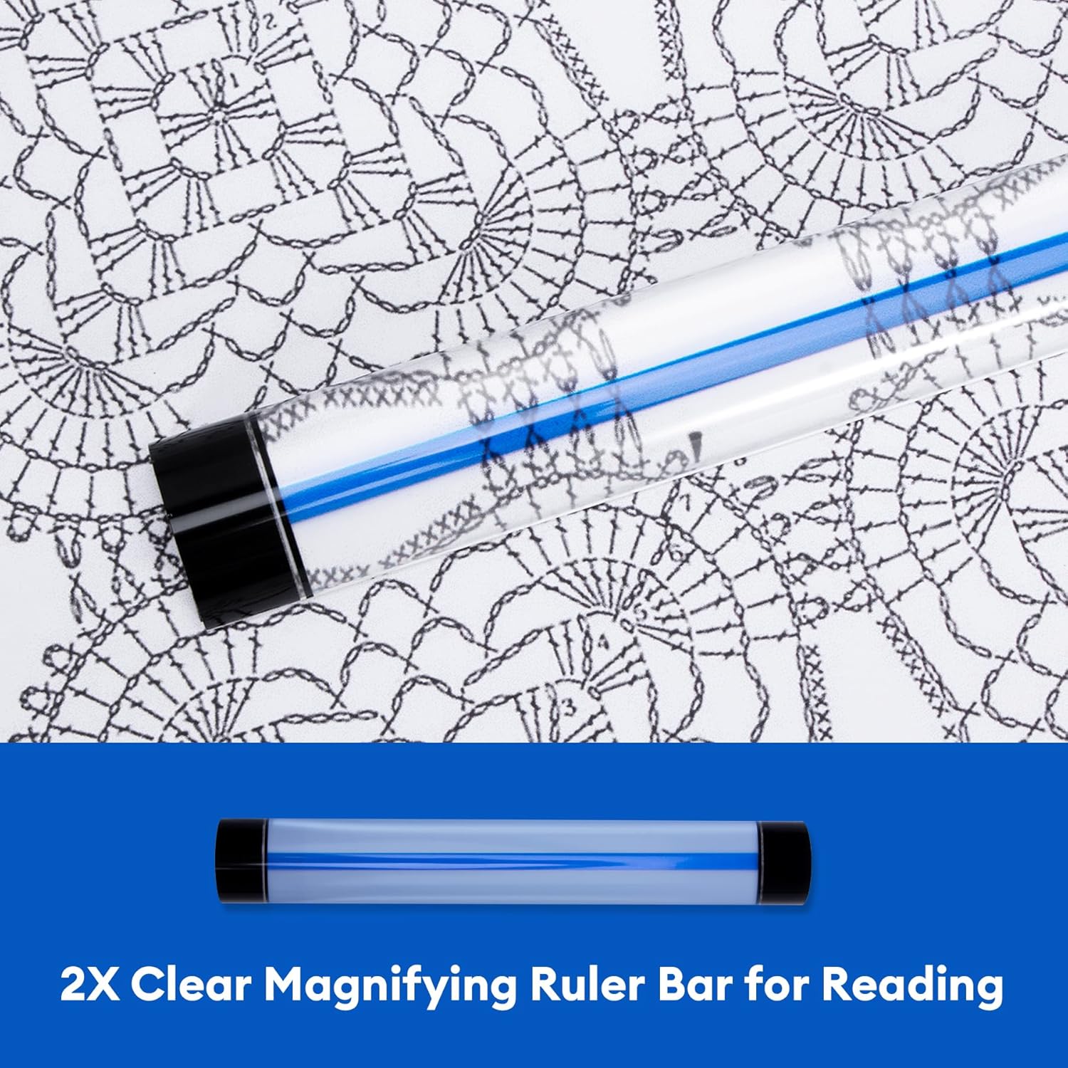 Knitting Pattern Holder with 6 Color Replacement Magnets 1 Magnifying Ruler
