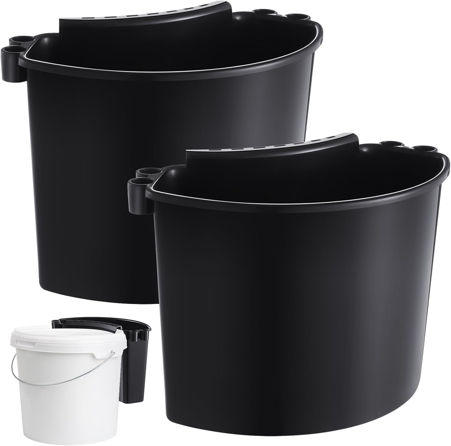 2 Pcs Car Detailing Bucket Organizer 10.2 x 7.8 x 5.5 Inch Car Washing Bucket Caddy Portable Multipurpose Hanging Organizer for Accessories Tool Home Garden Camping (Black)