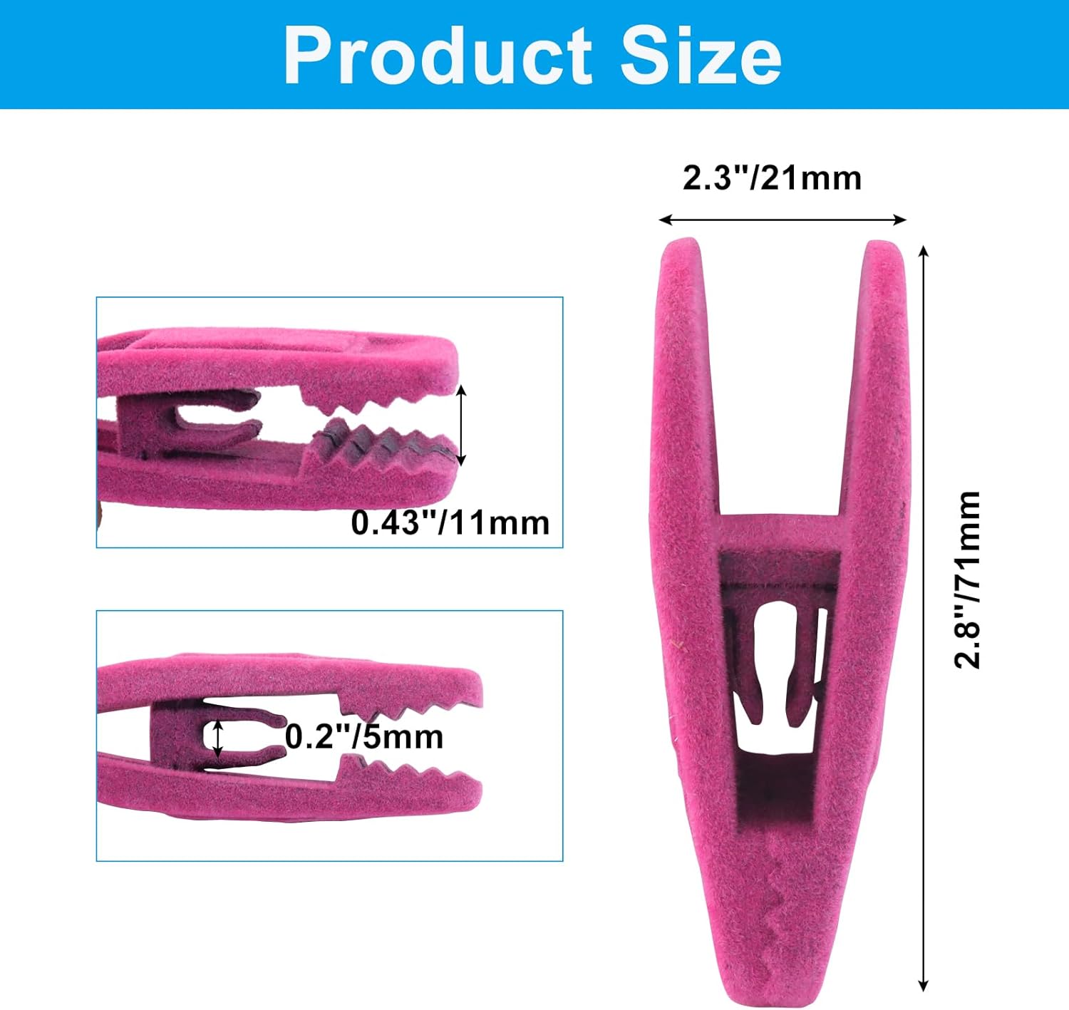 30 Pack Hot Pink Velvet Hanger Clips