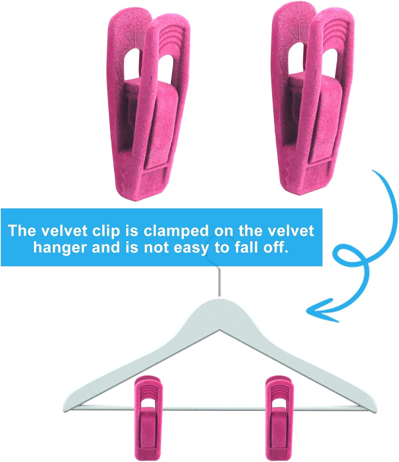 30 Pack Hot Pink Velvet Hanger Clips