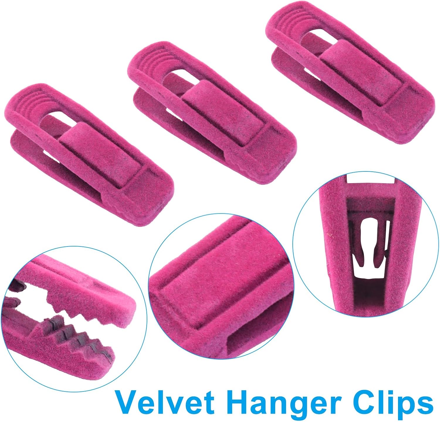 30 Pack Hot Pink Velvet Hanger Clips