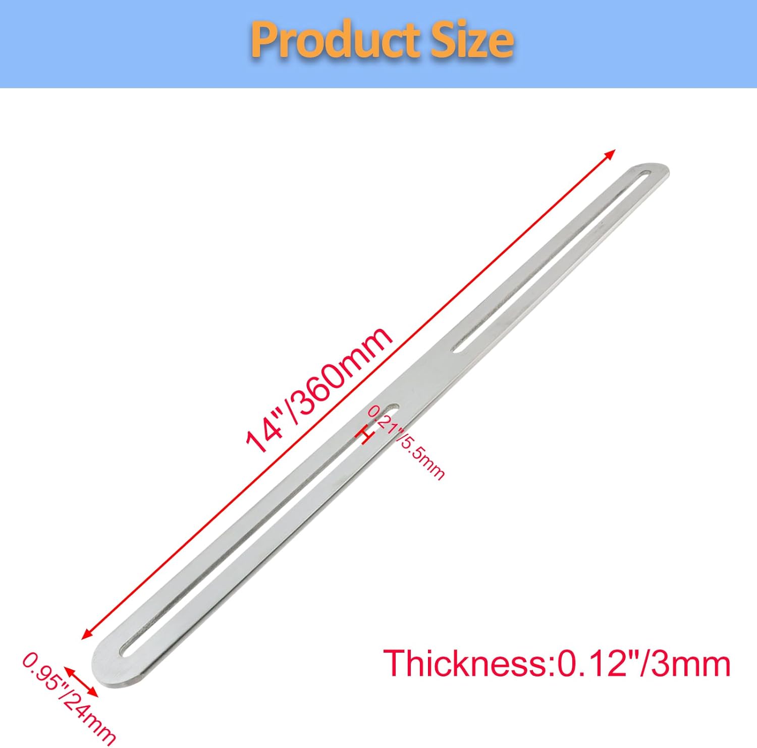 Adjustable Straight Brace Flat Mending Plates for Wood Stainless Steel Straight Bracket with Slot for Board