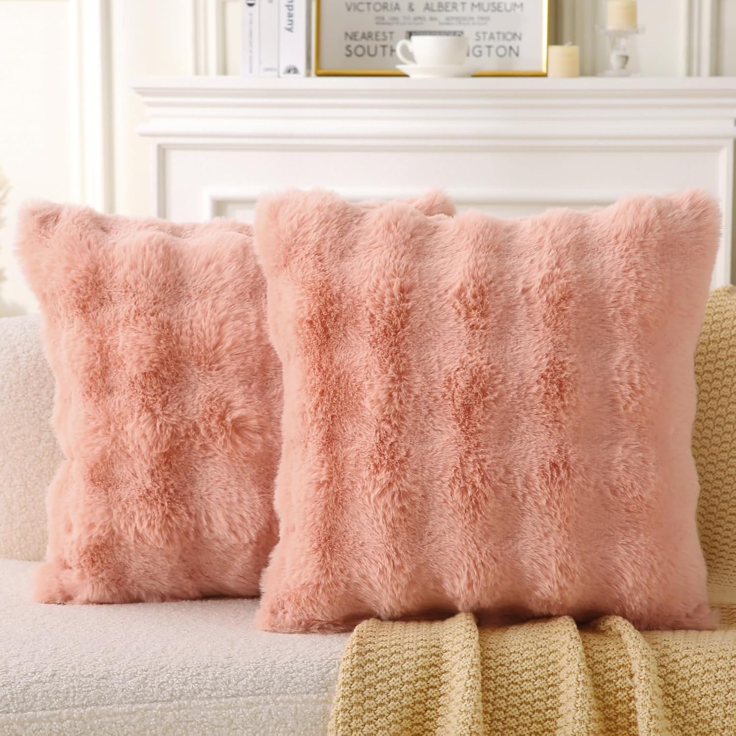 Faux Fur Plush Pillow with Inserts Set of 2 Faux Fur Plush Pillow with Inserts Set of 2
