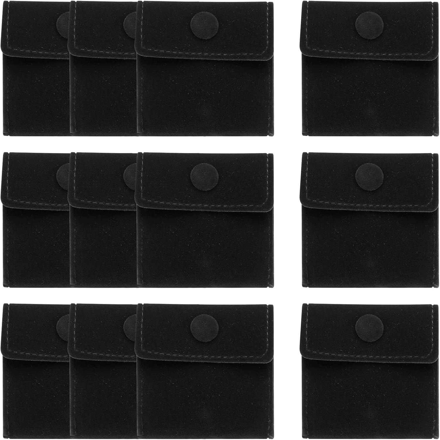 20 Pcs Velvet Jewelry Pouches with Snap Button 2.8x2.8 Inches, Soft Jewelry Pouches Storage Bags Small Velvet Gift Bags for Rings Necklace Bracelet Earring Watch, Black