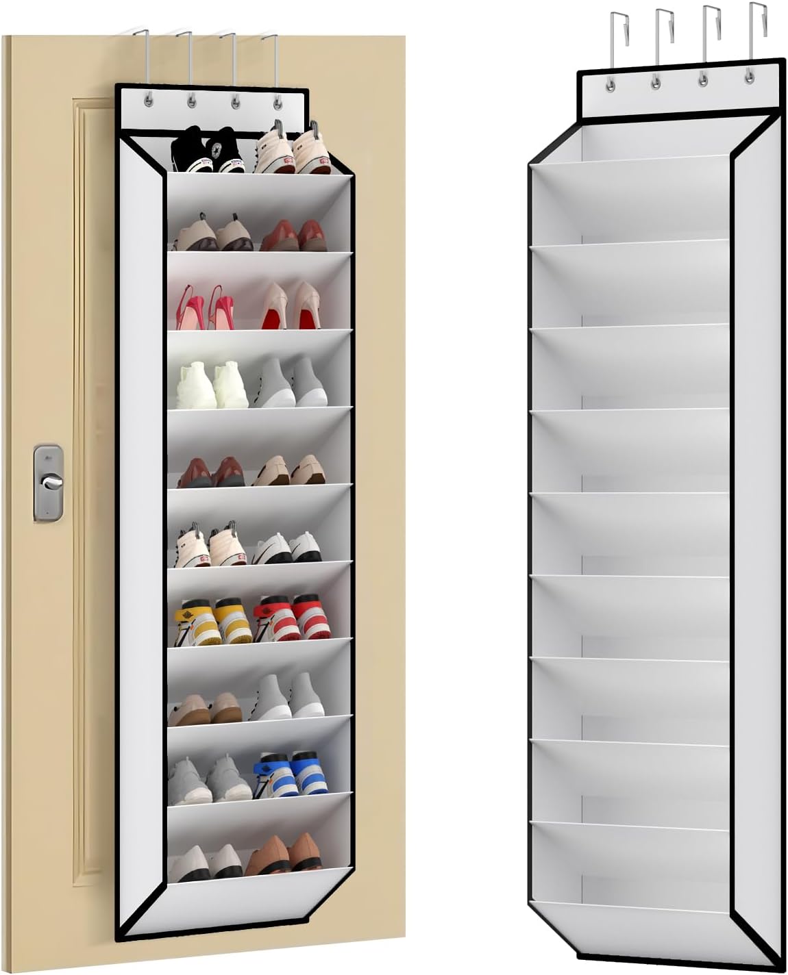 10 Tiers White Over Door Shoe Organizer Storage