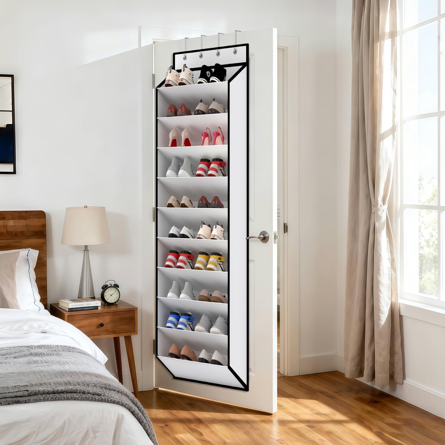 10 Tiers White Over Door Shoe Organizer Storage