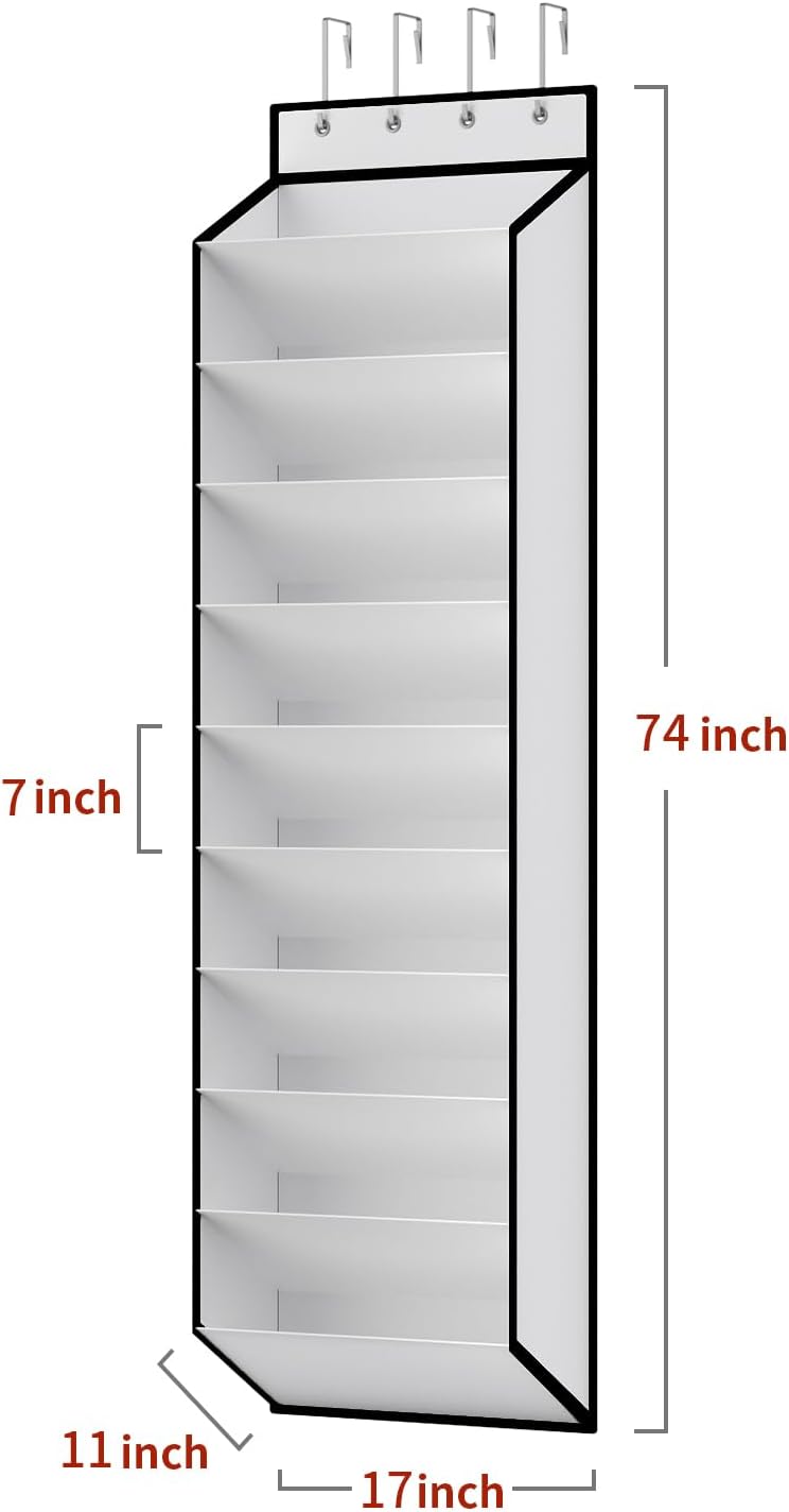 10 Tiers White Over Door Shoe Organizer Storage