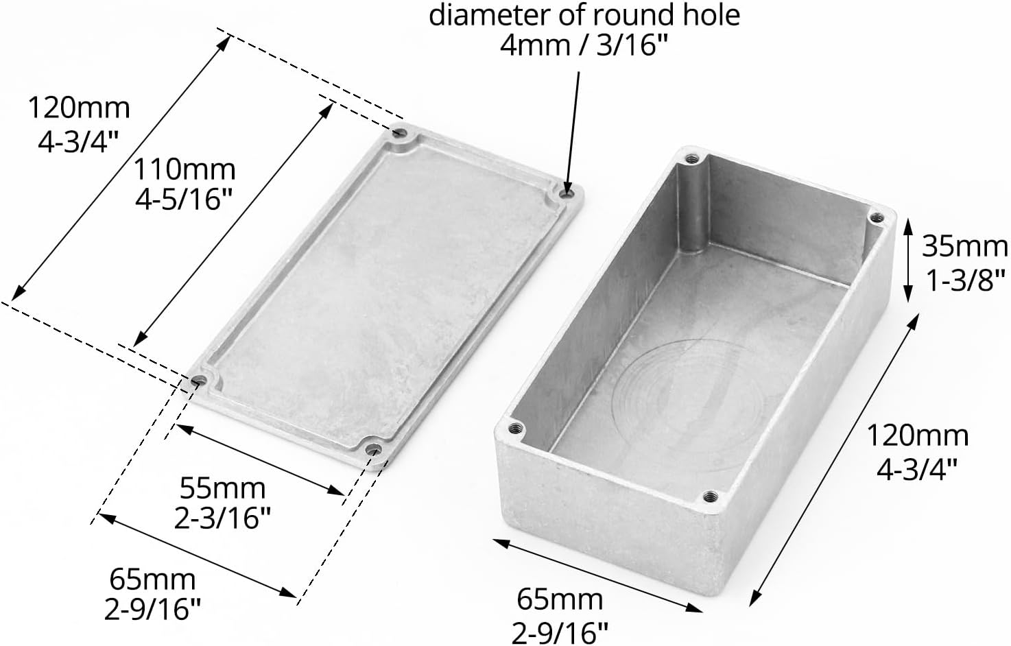 125B/1590N1 Aluminium Stomp Box Enclosures