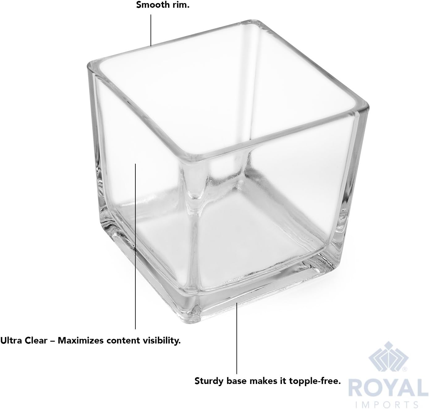 Flower Glass Vase Decorative Centerpiece for Home or Wedding - Clear Cube Shape