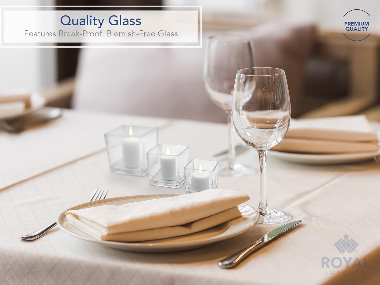 Flower Glass Vase Decorative Centerpiece for Home or Wedding - Clear Cube Shape