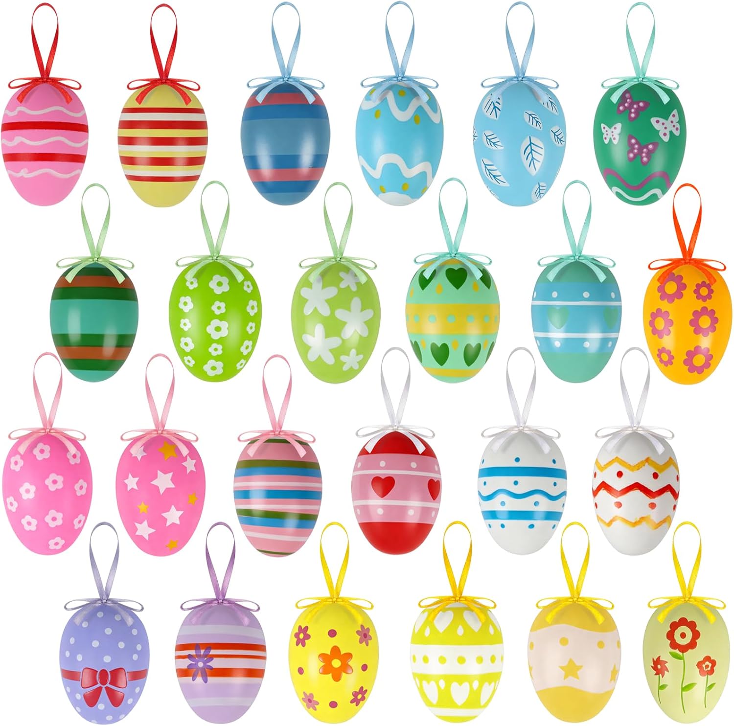 24PCS Hanging Easter Eggs – Reusable Plastic Easter Egg Decorations for Tree Ornaments 24PCS Hanging Easter Eggs – Reusable Plastic Easter Egg Decorations for Tree Ornaments