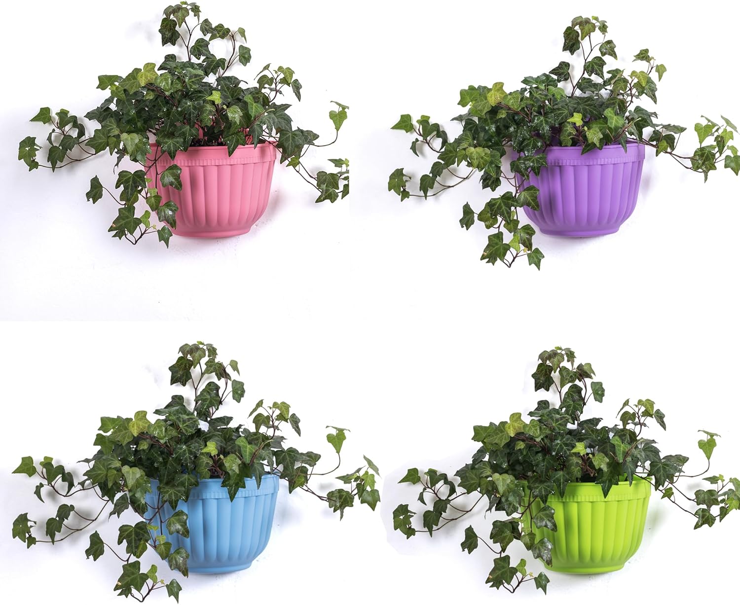 4 Pcs Colorful Resin Wall Hanging Planter Pot Vertical Garden Living Wall Mount Window Hang Indoor Outdoor for Kitchen Herb Balcony Railing Shelf Fence Bedroom Trellis Décor