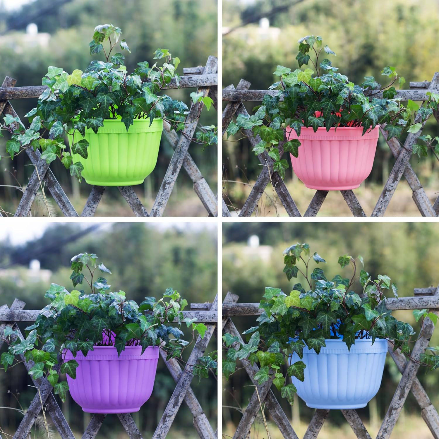4 Pcs Colorful Resin Wall Hanging Planter Pot Vertical Garden Living Wall Mount Window Hang Indoor Outdoor for Kitchen Herb Balcony Railing Shelf Fence Bedroom Trellis Décor