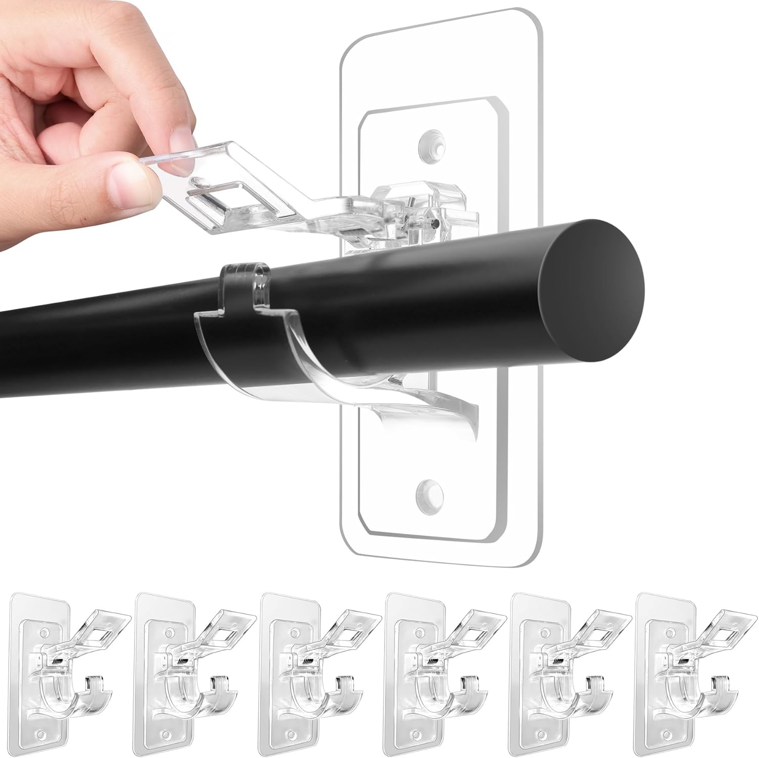 6-Pack No Drill Needed Curtain Rod Holders 6-Pack No Drill Needed Curtain Rod Holders