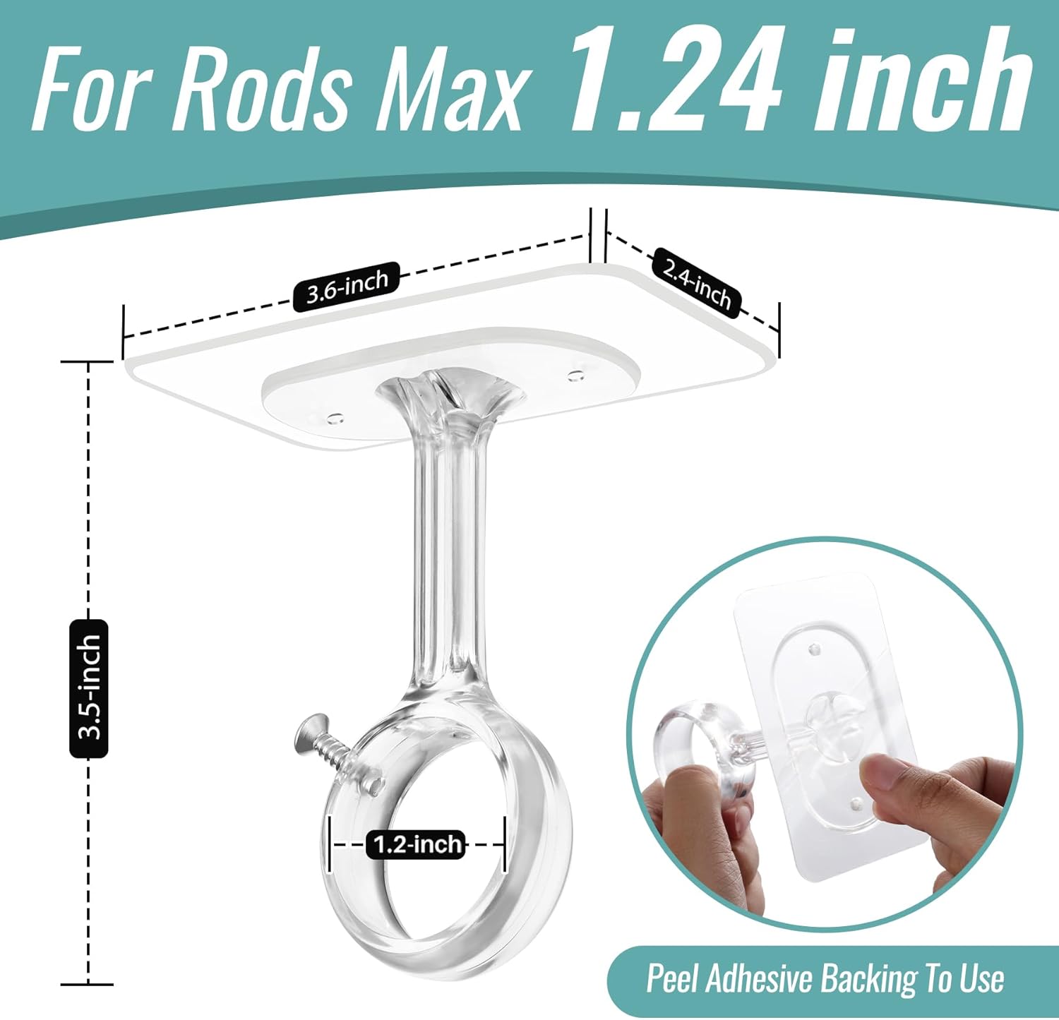 6-Pack No Drilling Ceiling Mounted Curtain Rod Brackets