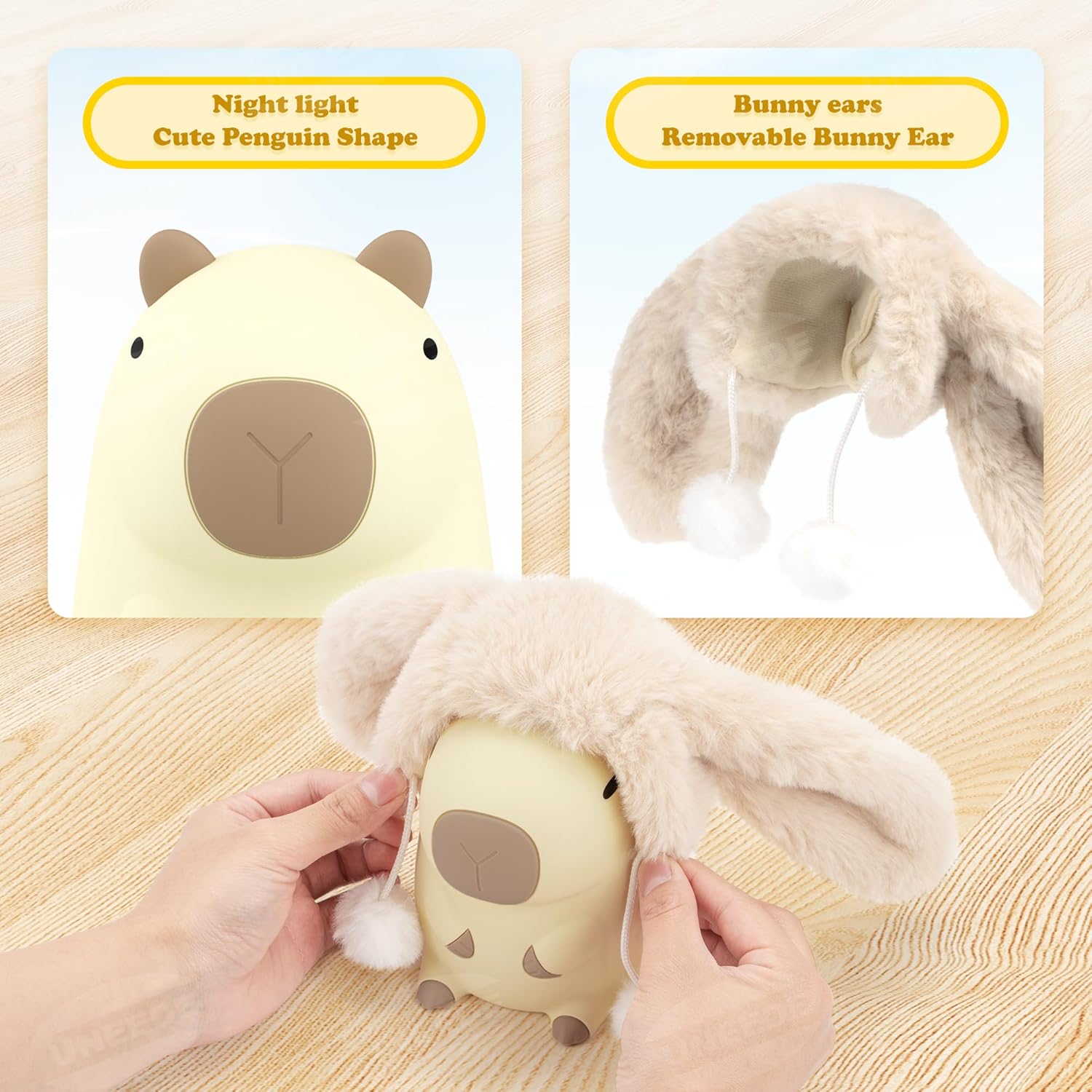 Capybara Night Light White Elephant Gifts - Rechargeable Silicone Touch Lamp
