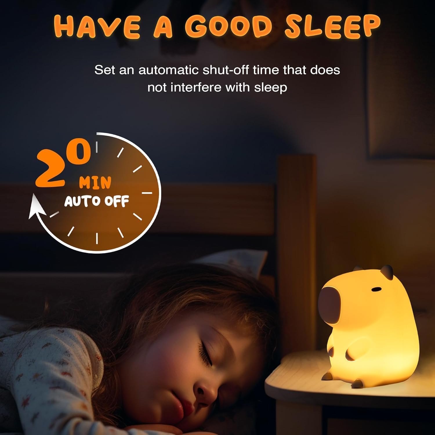 Capybara Night Light White Elephant Gifts - Rechargeable Silicone Touch Lamp