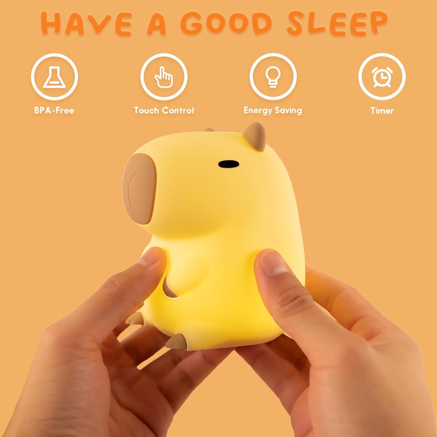 Capybara Night Light White Elephant Gifts - Rechargeable Silicone Touch Lamp