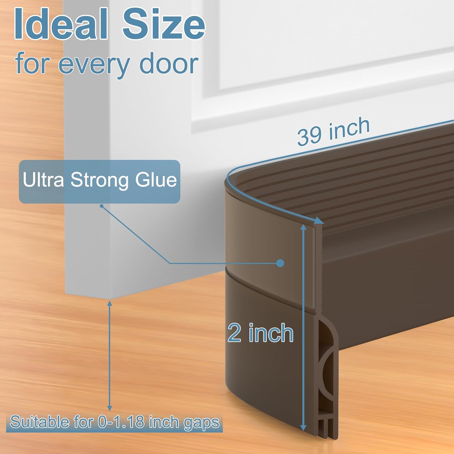 39 Inch Door Draft Stopper 2 Pack White & Brown