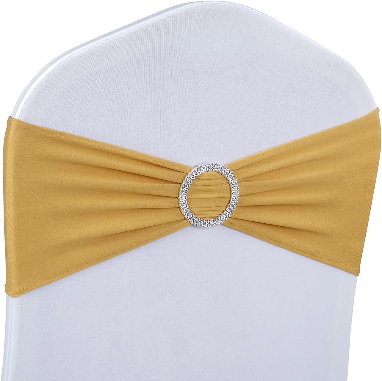 Gold Spandex Chair Sashes - 30pc Premium Stretch Chair Bows with Sliders for Wedding Party Banquet Decoration Gold Spandex Chair Sashes - 30pc Premium Stretch Chair Bows with Sliders for Wedding Party Banquet Decoration