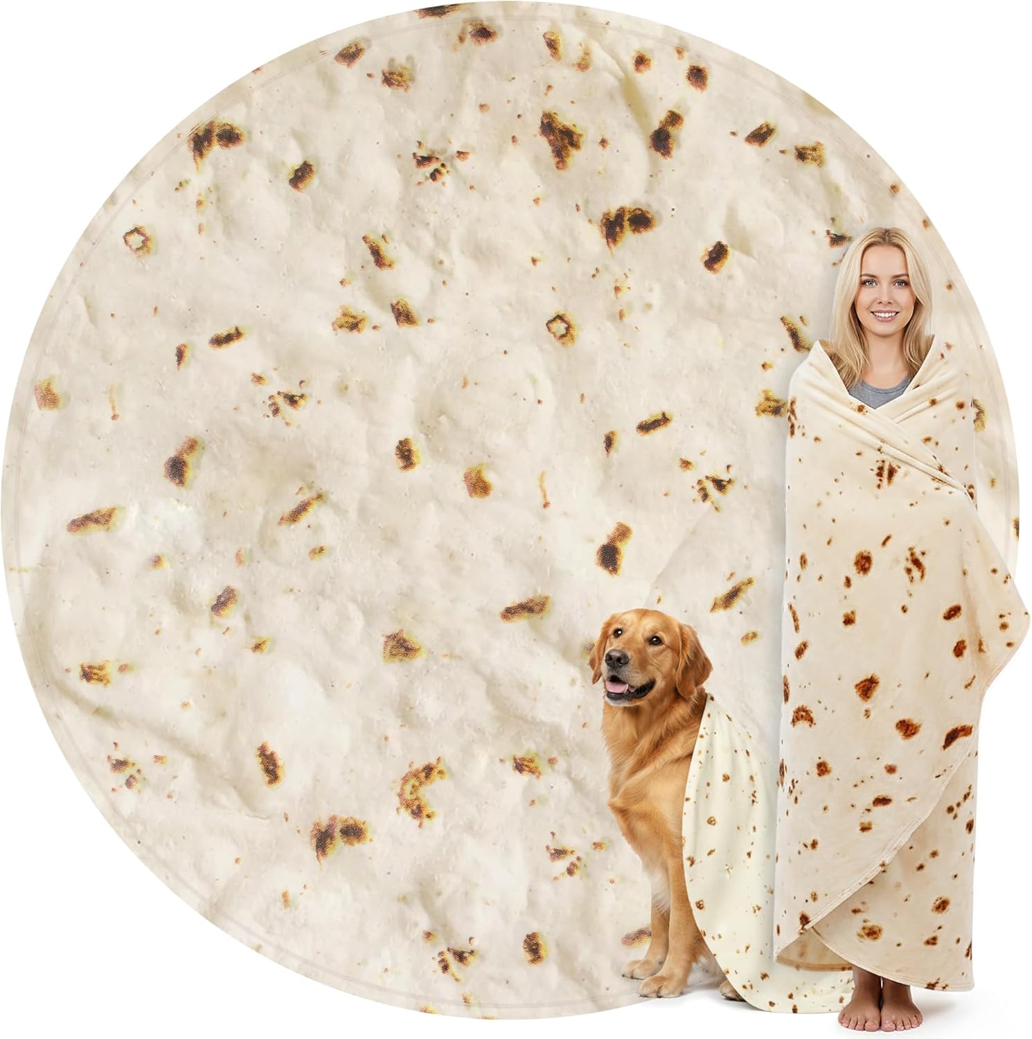 Zulay Extra Large Burritos Tortilla Throw Blanket – Wrap Yourself Like a Giant Taco! Double-Sided 71 Inches