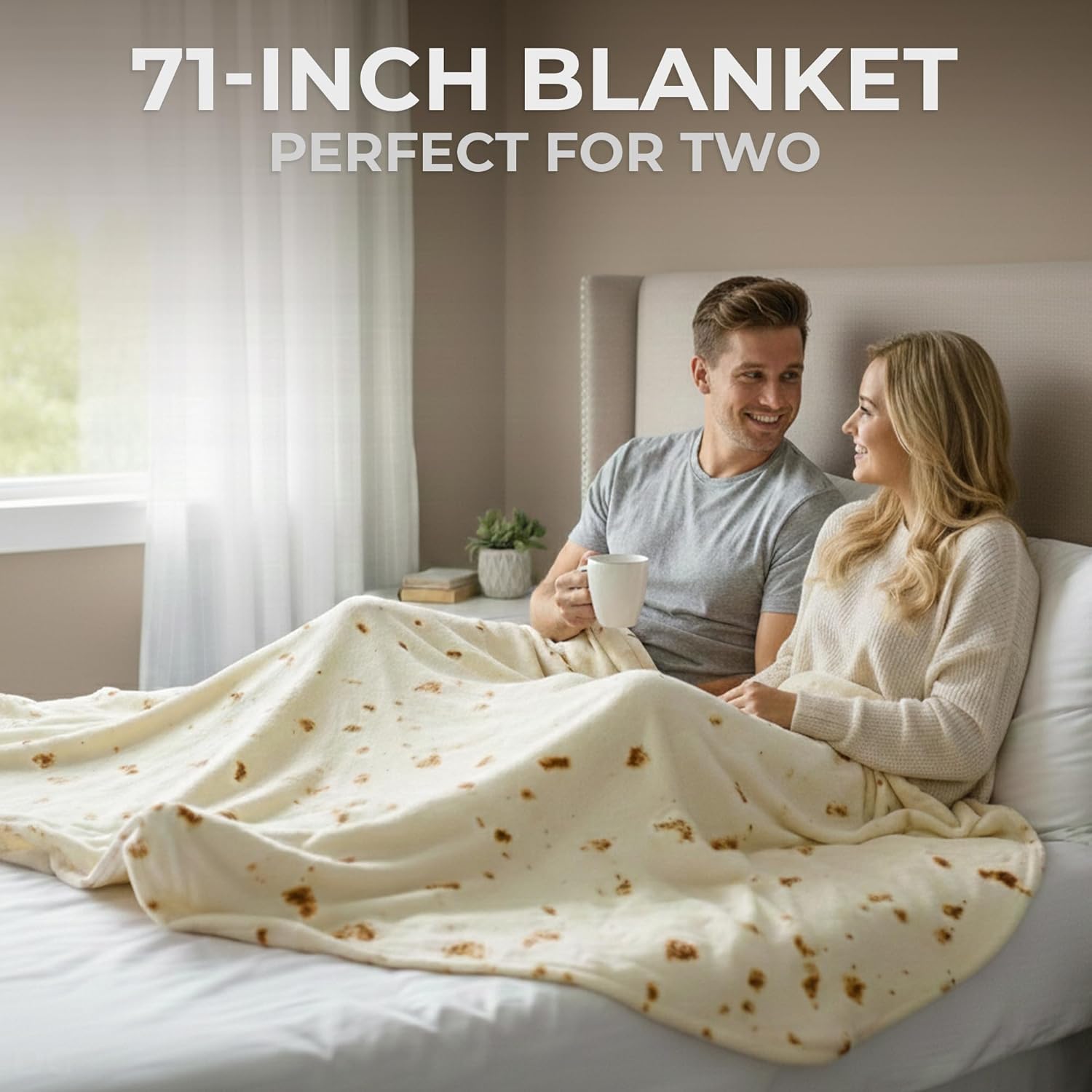 Zulay Extra Large Burritos Tortilla Throw Blanket – Wrap Yourself Like a Giant Taco! Double-Sided 71 Inches