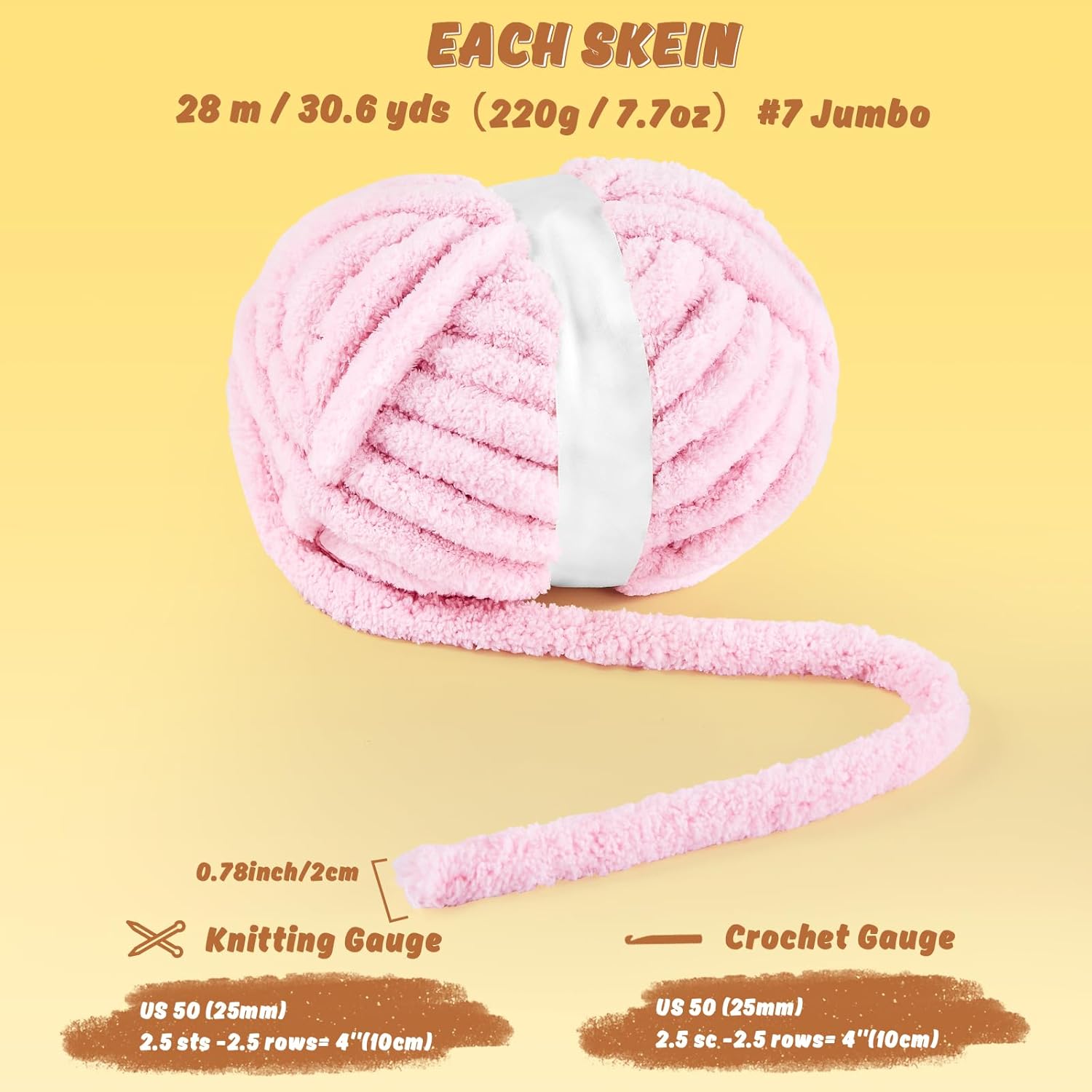 8 Pack Chunky Chenille Yarn for Crocheting– 30.6 Yards