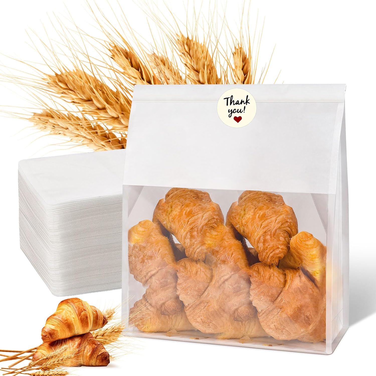 60pcs Bakery Bags with Thank You Stickers 60pcs Bakery Bags with Thank You Stickers