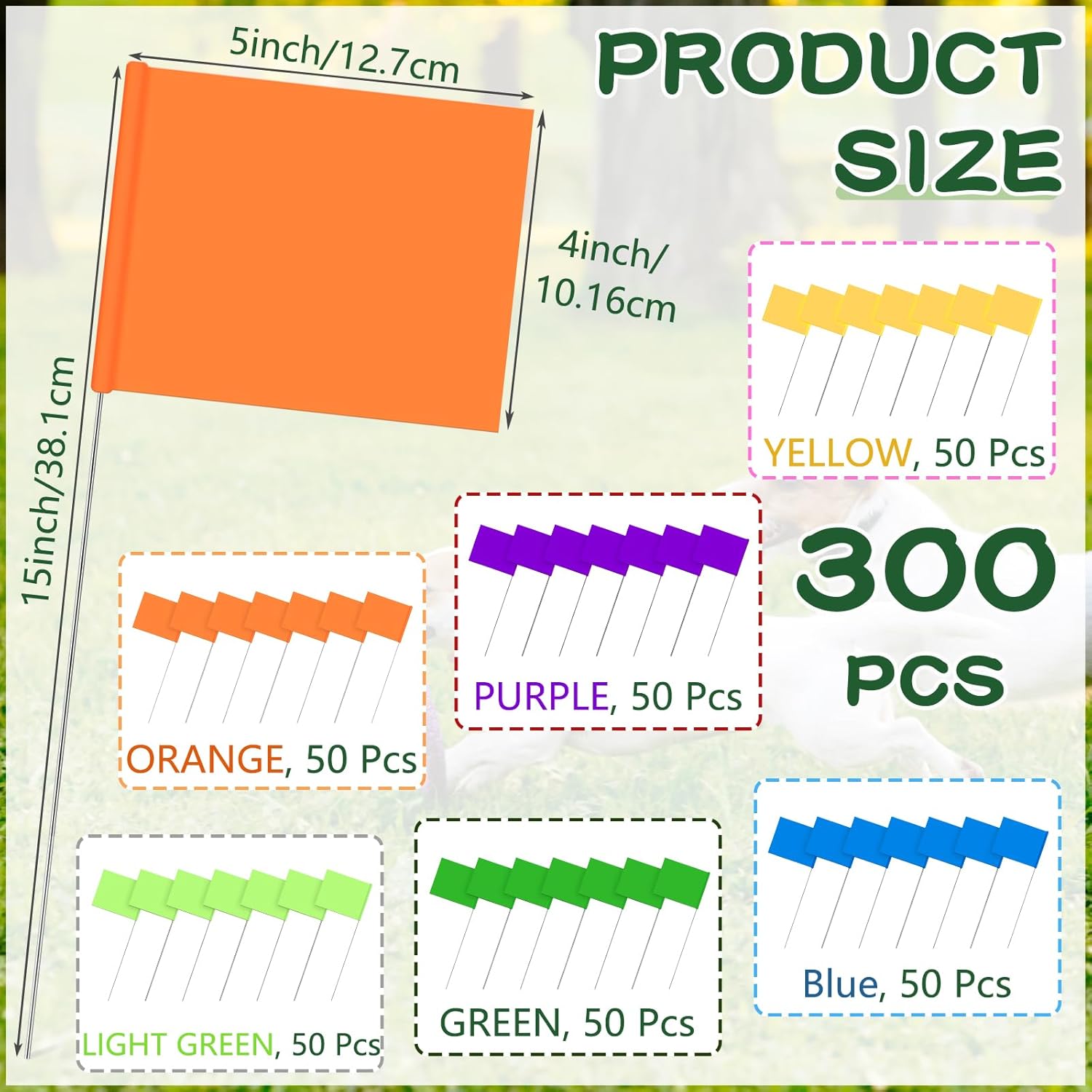 Amylove 300 Pcs Marking Flags 15 x 4 x 5 Inch Marker Flags for Lawn Yard Survey for Lawn Irrigation Landscape Fence Sprinkler Pet Training(Regular Color) Amylove 300 Pcs Marking Flags 15 x 4 x 5 Inch Marker Flags for Lawn Yard Survey for Lawn Irrigation Landscape Fence Sprinkler Pet Training(Regular Color)