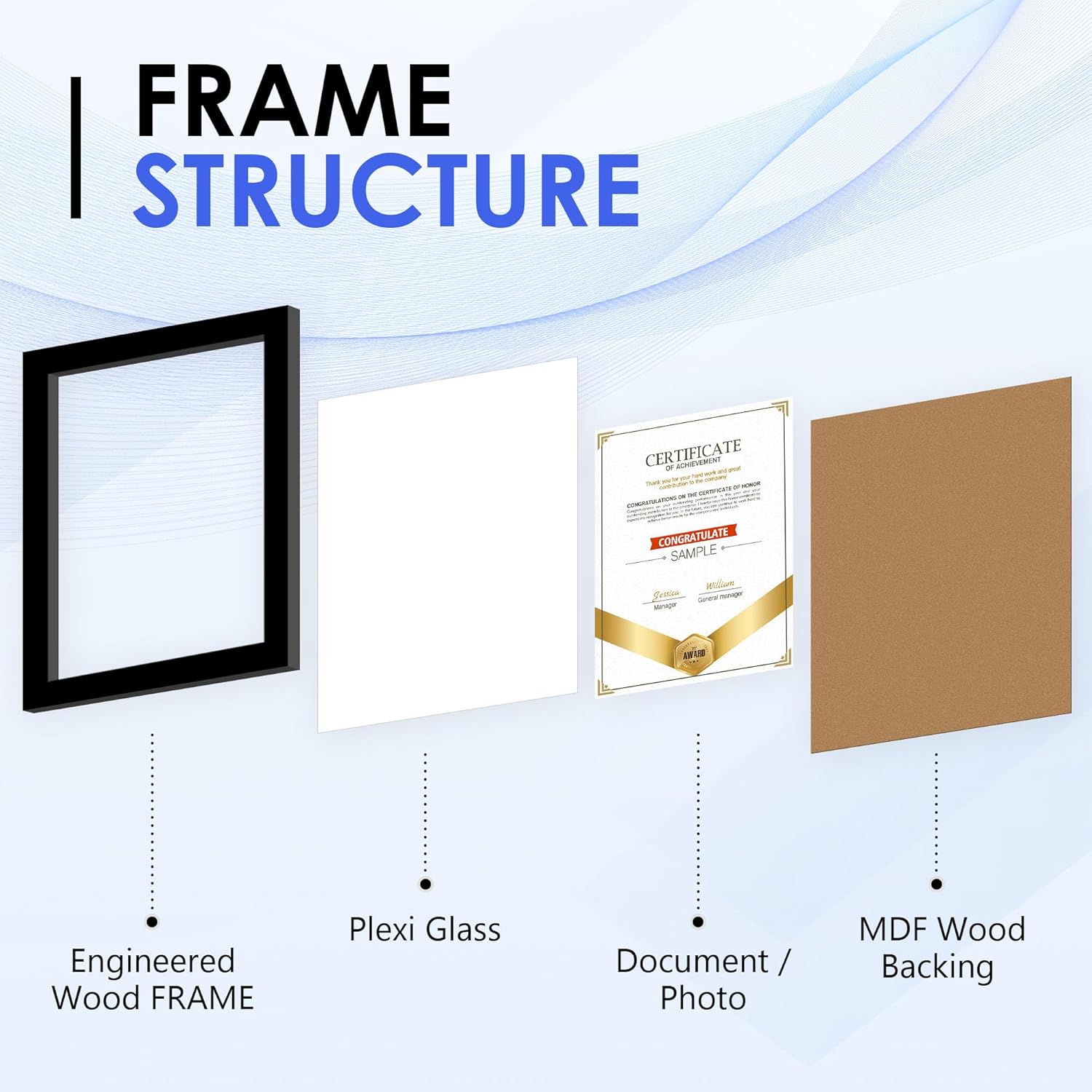 White 8x10 Picture Frame&8.5x11 Diploma Frame