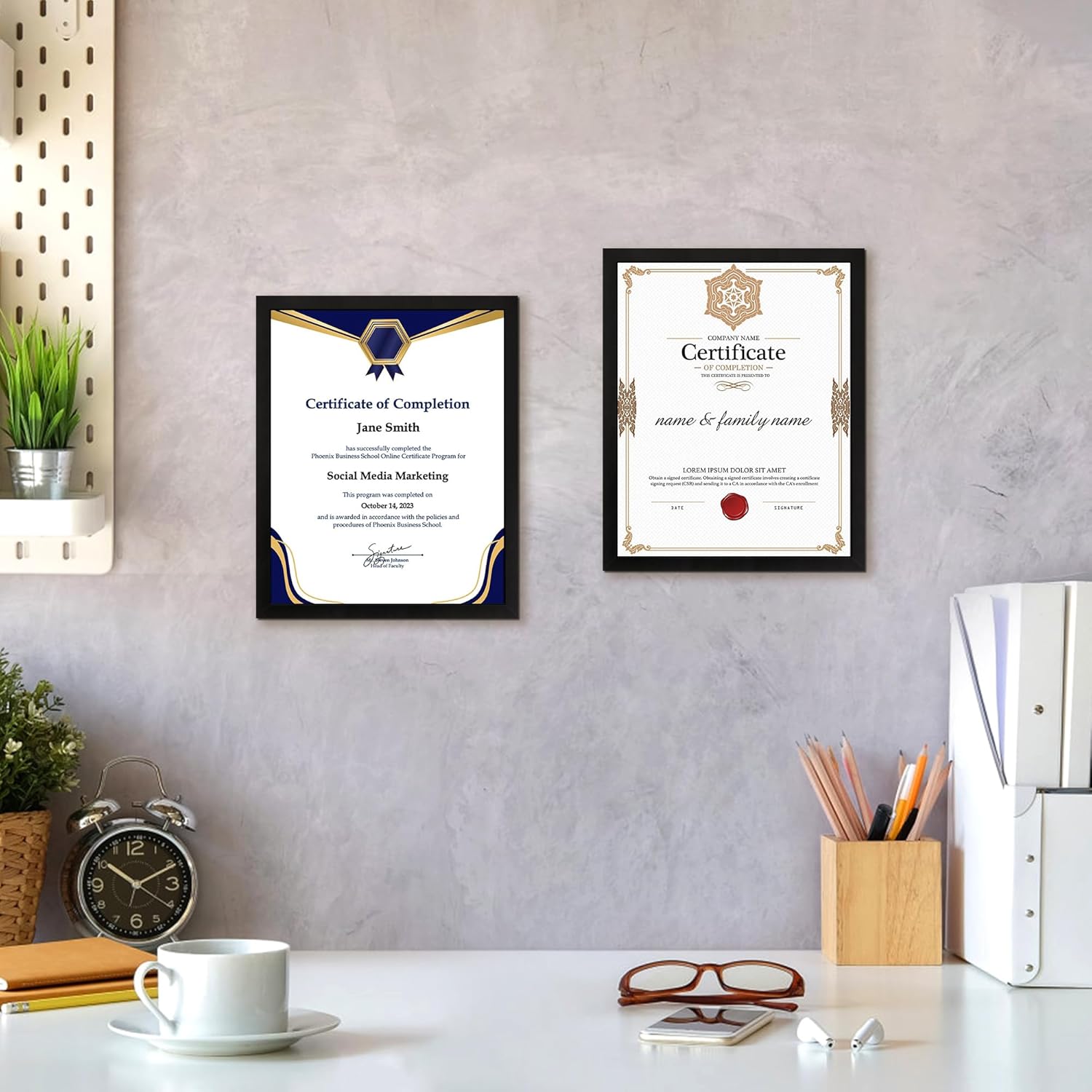 White 8x10 Picture Frame&8.5x11 Diploma Frame