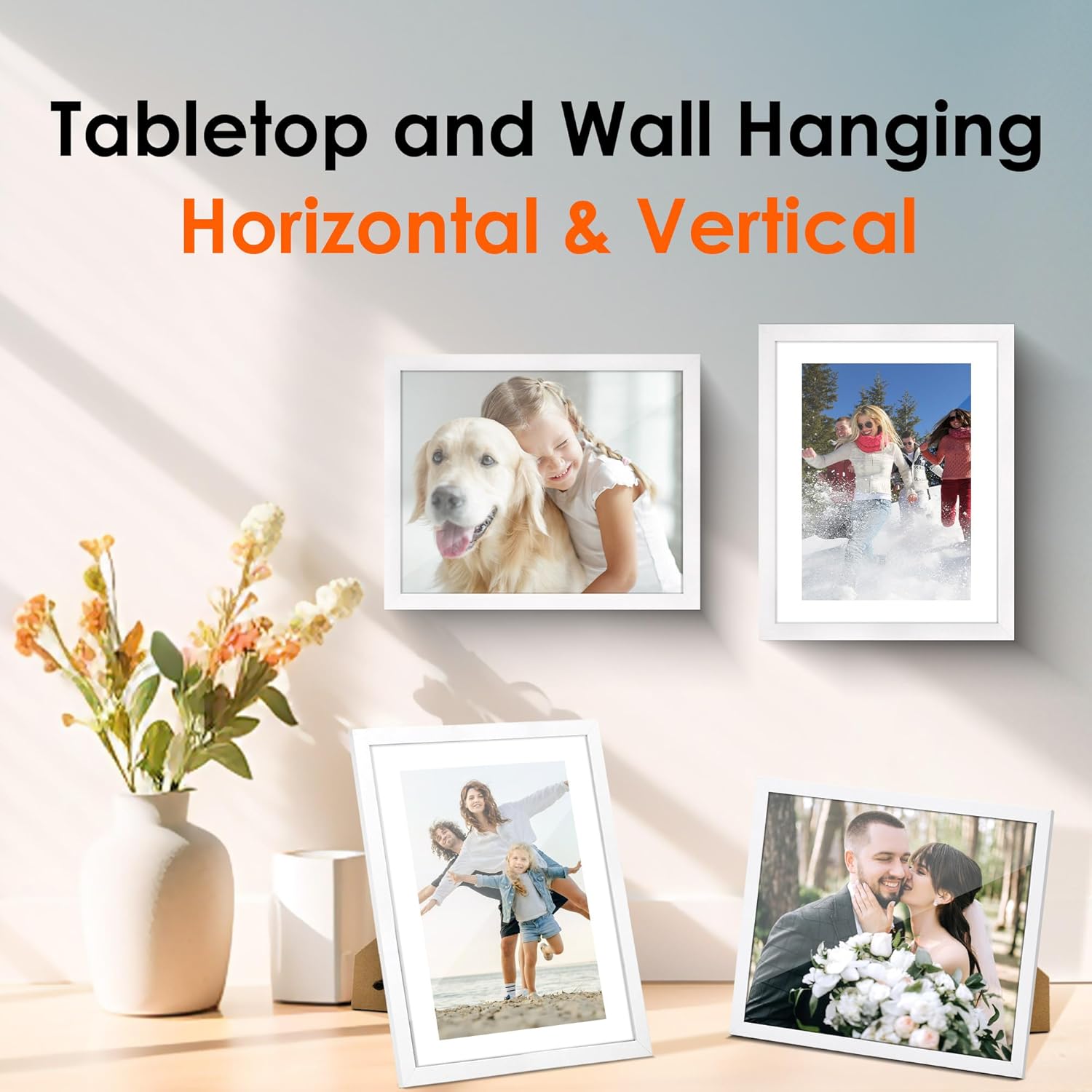 White 8x10 Picture Frame&4x6 Picture Frame Set of 4