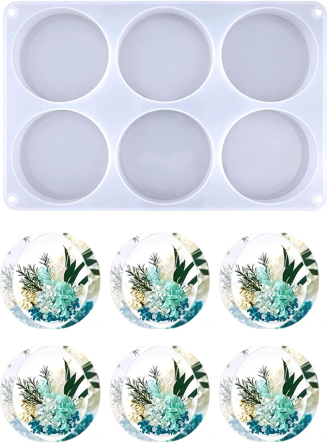 Resin Coaster Molds,6 Cavity Resin Molds Silicone Extra Deep Round Coaster Molds for Epoxy Resin,Resin Molds for Flowers Preservation,Art Casting,Cups Mats,DIY Crafts