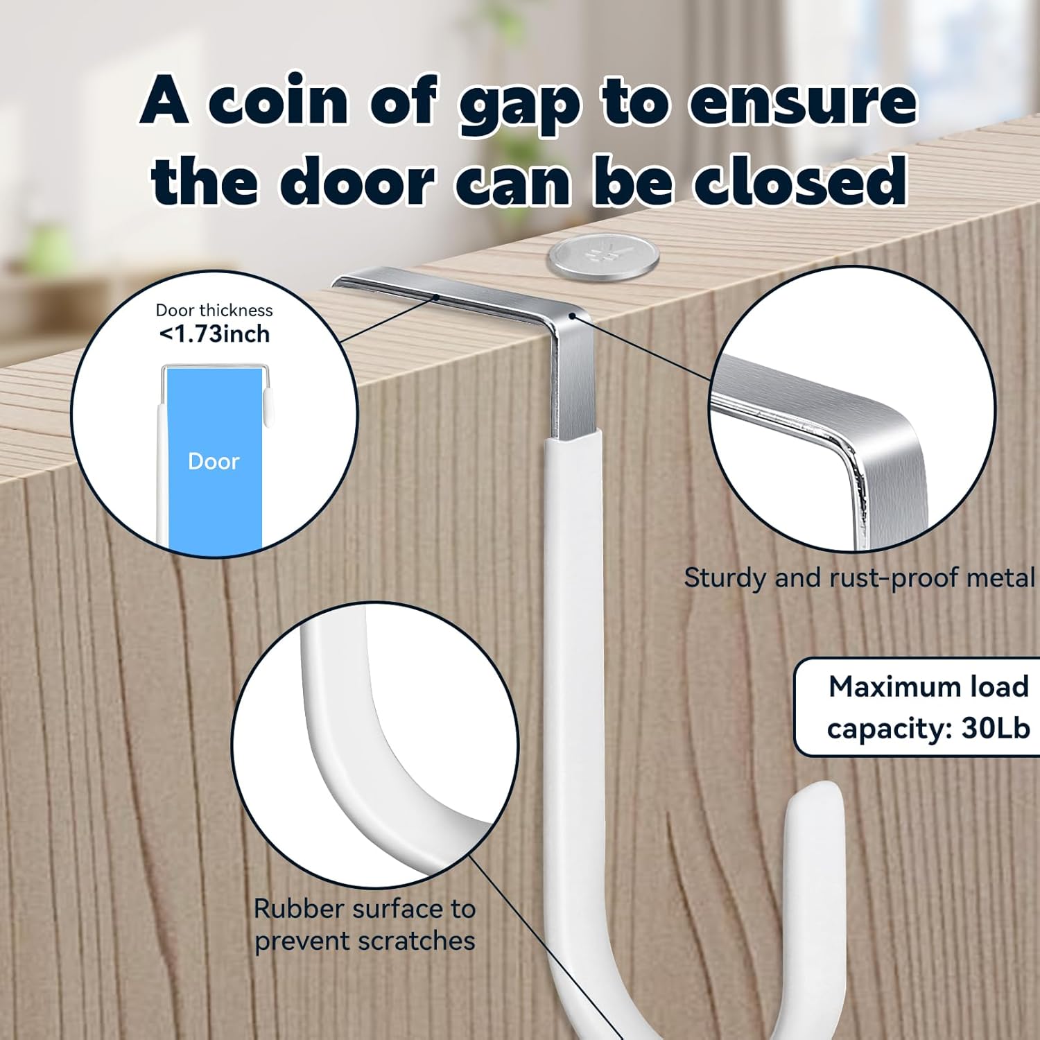 HOOSUN 4 Pack Over The Door Hooks