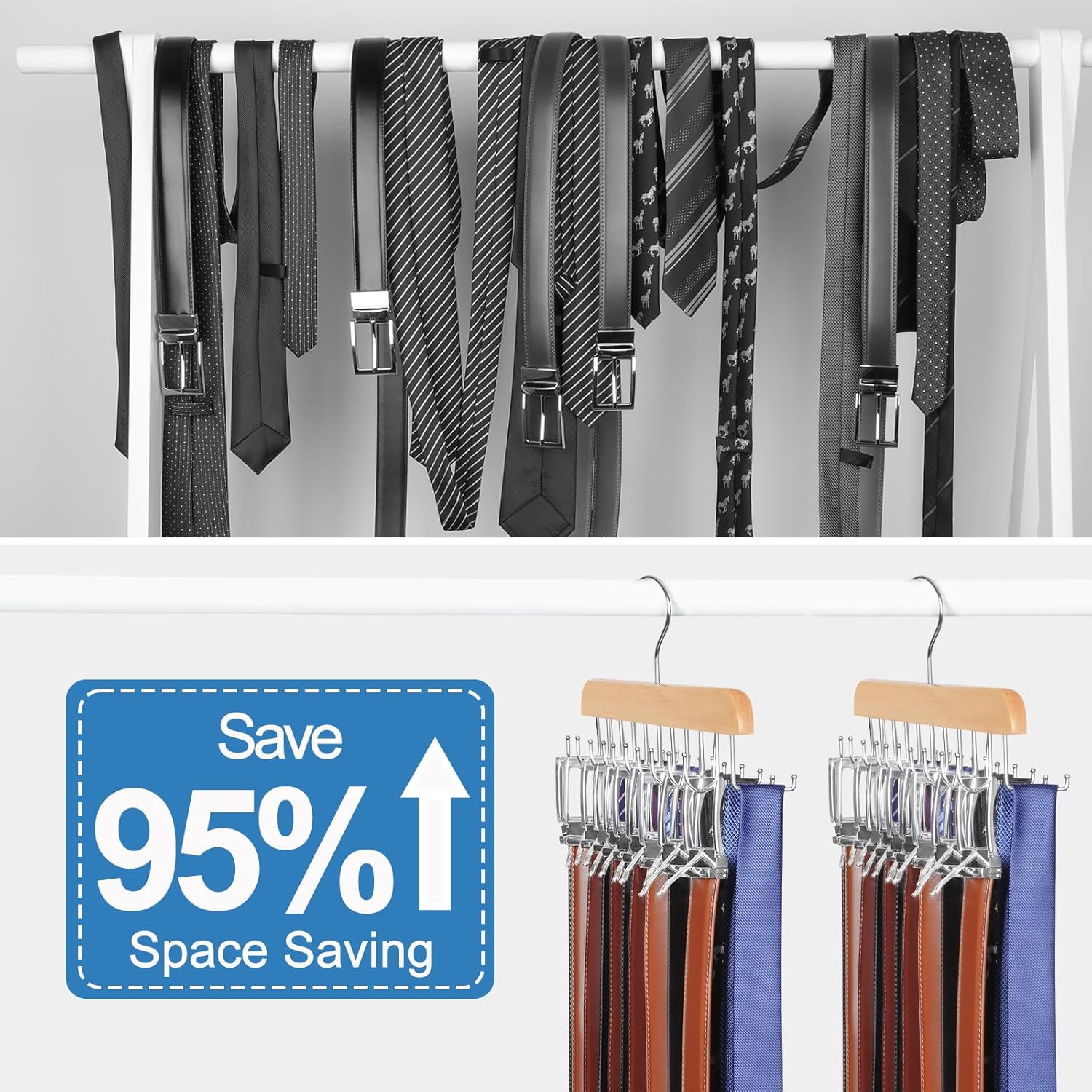 TOPIA HANGER 20 Hooks Belt Tie Hanger Space Saving for Closet