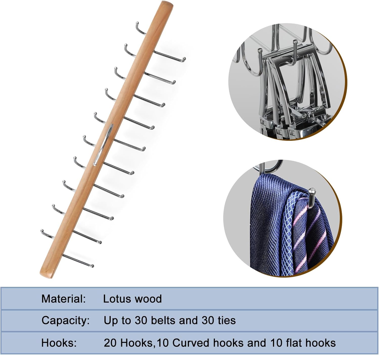 TOPIA HANGER 20 Hooks Belt Tie Hanger Space Saving for Closet