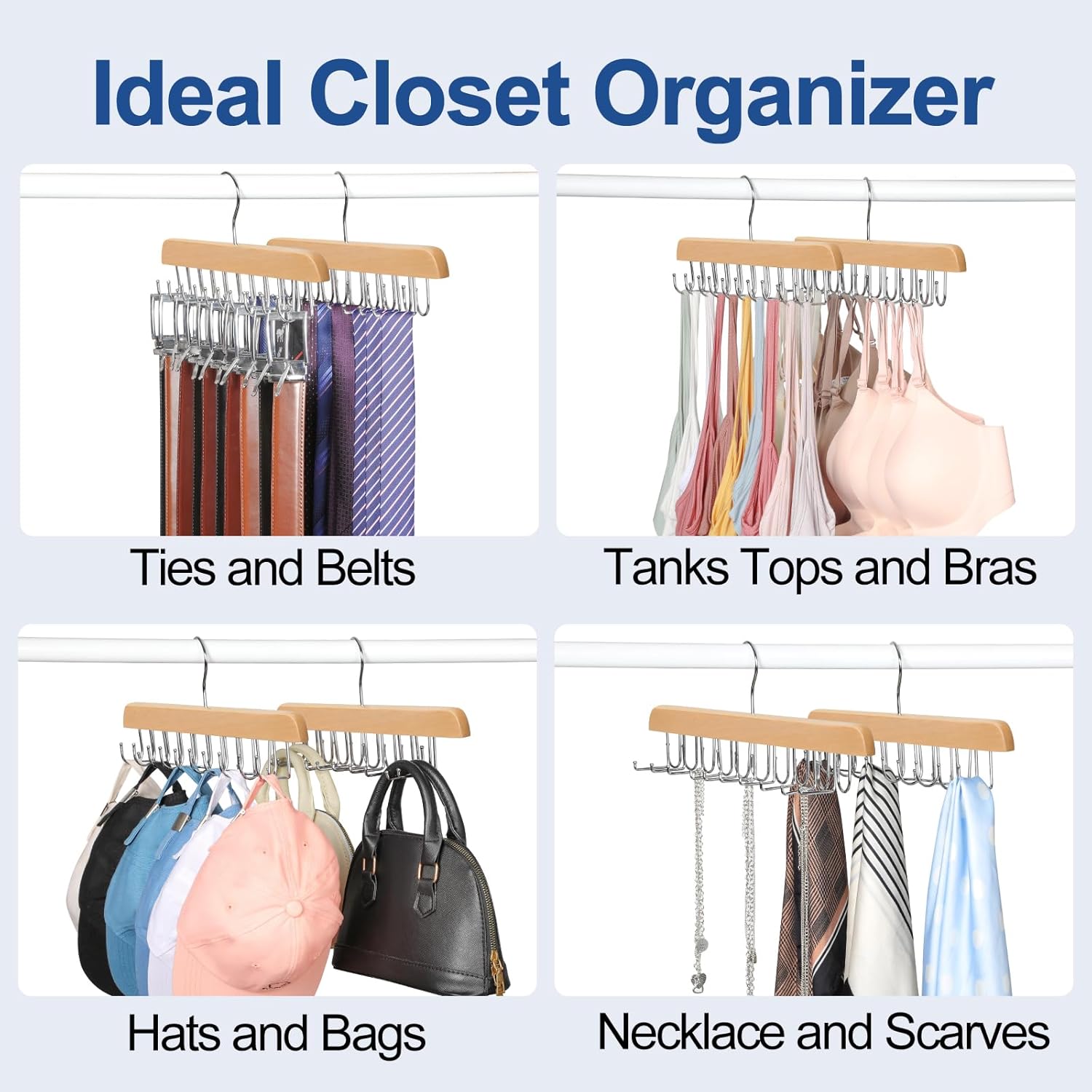 TOPIA HANGER 20 Hooks Belt Tie Hanger Space Saving for Closet