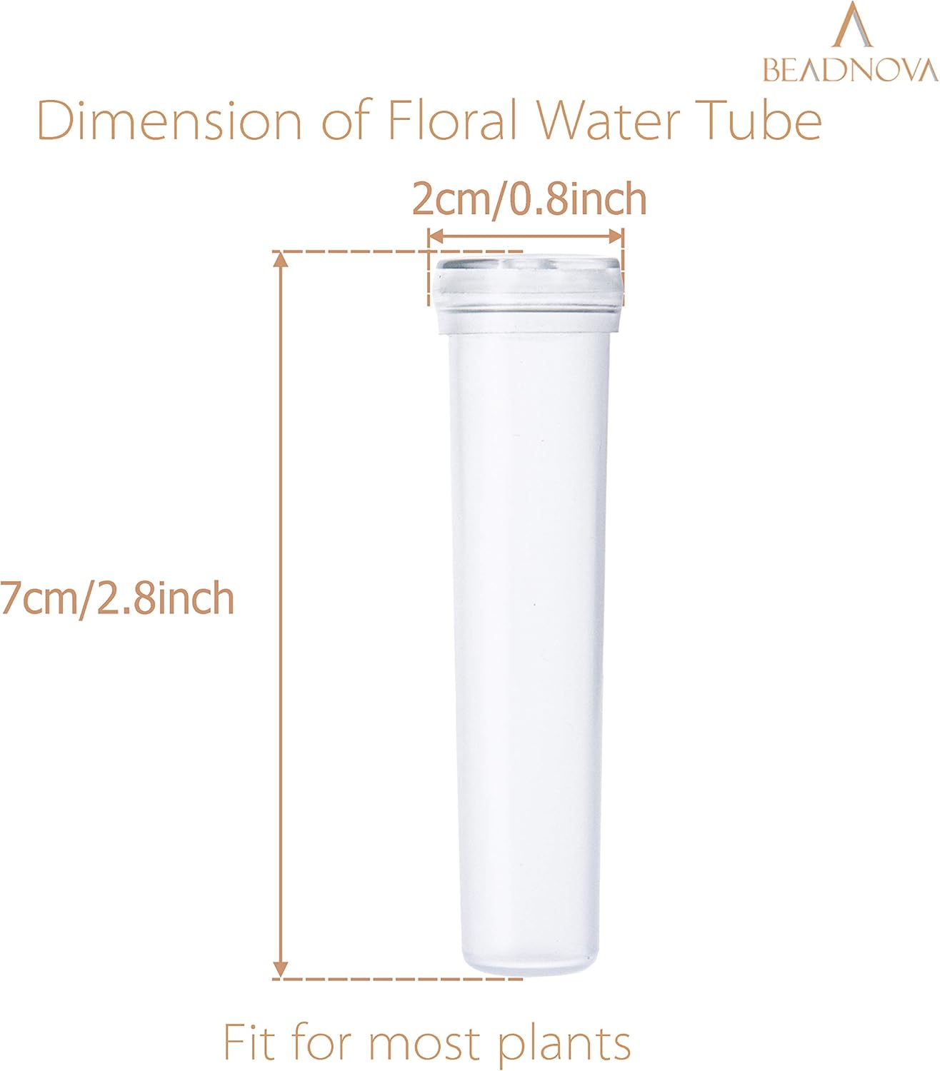 Floral Water Tubes 2.8 Inch Plastic Water Tubes for Floral Flower Vials with Caps for Flower Arrangement Decoration (Clear