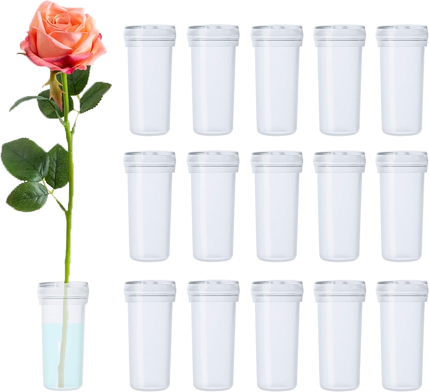 Floral Water Tubes 1.6 Inch Plastic Water Tubes for Floral Flower Vials with Caps for Flower Arrangement Decoration (Clear Floral Water Tubes 1.6 Inch Plastic Water Tubes for Floral Flower Vials with Caps for Flower Arrangement Decoration (Clear