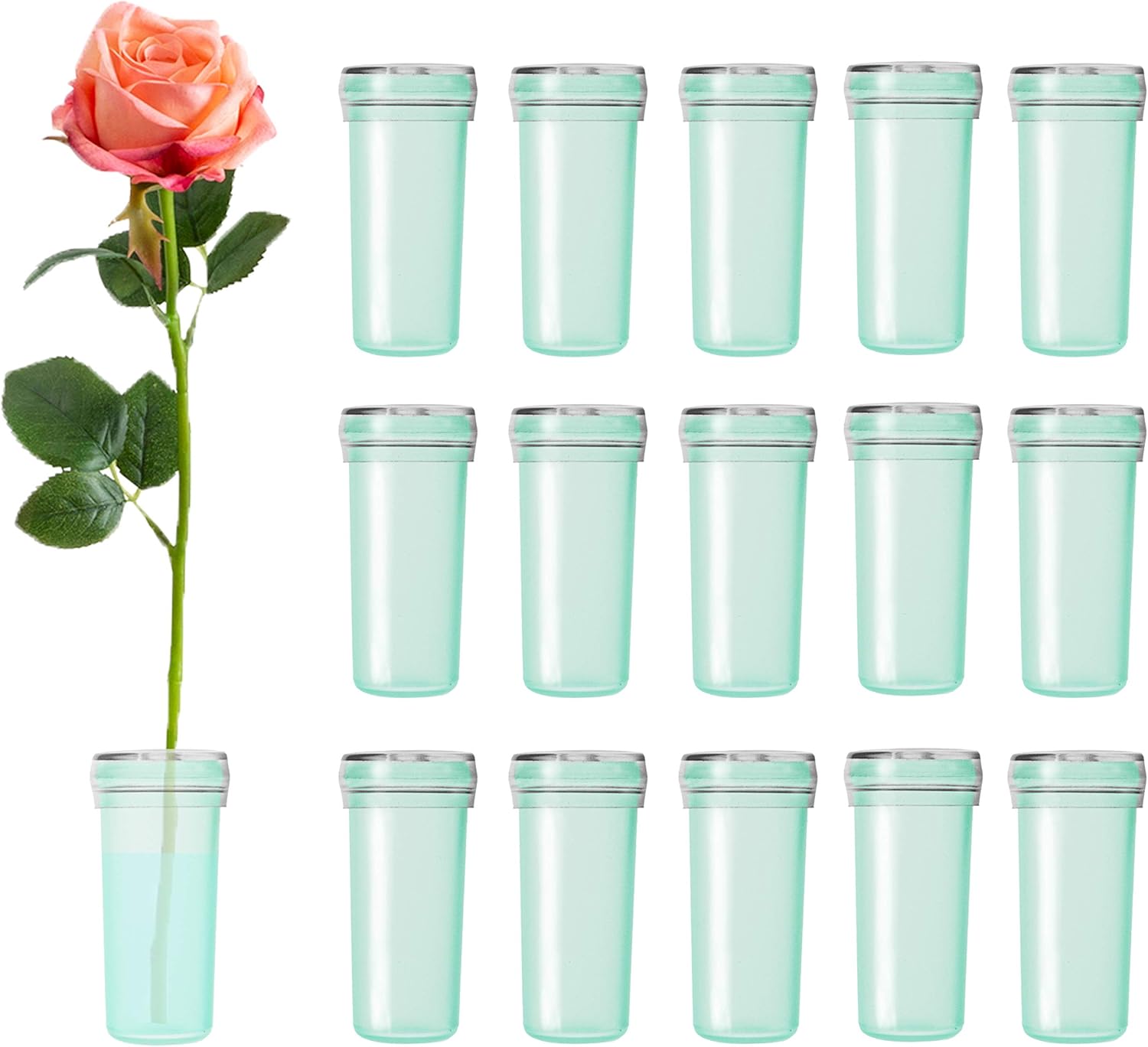 Floral Water Tubes 1.6 Inch Plastic Water Tubes for Floral Flower Vials with Caps for Flower Arrangement Decoration (Green Floral Water Tubes 1.6 Inch Plastic Water Tubes for Floral Flower Vials with Caps for Flower Arrangement Decoration (Green