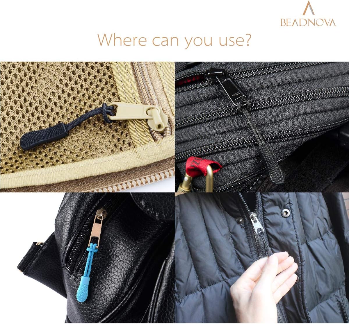 Durable Zipper Pull Zip Tab Zipper Tag Cord Pull Extension for Handbag Purse Backpack Jacket Bags Coat Boots (Black